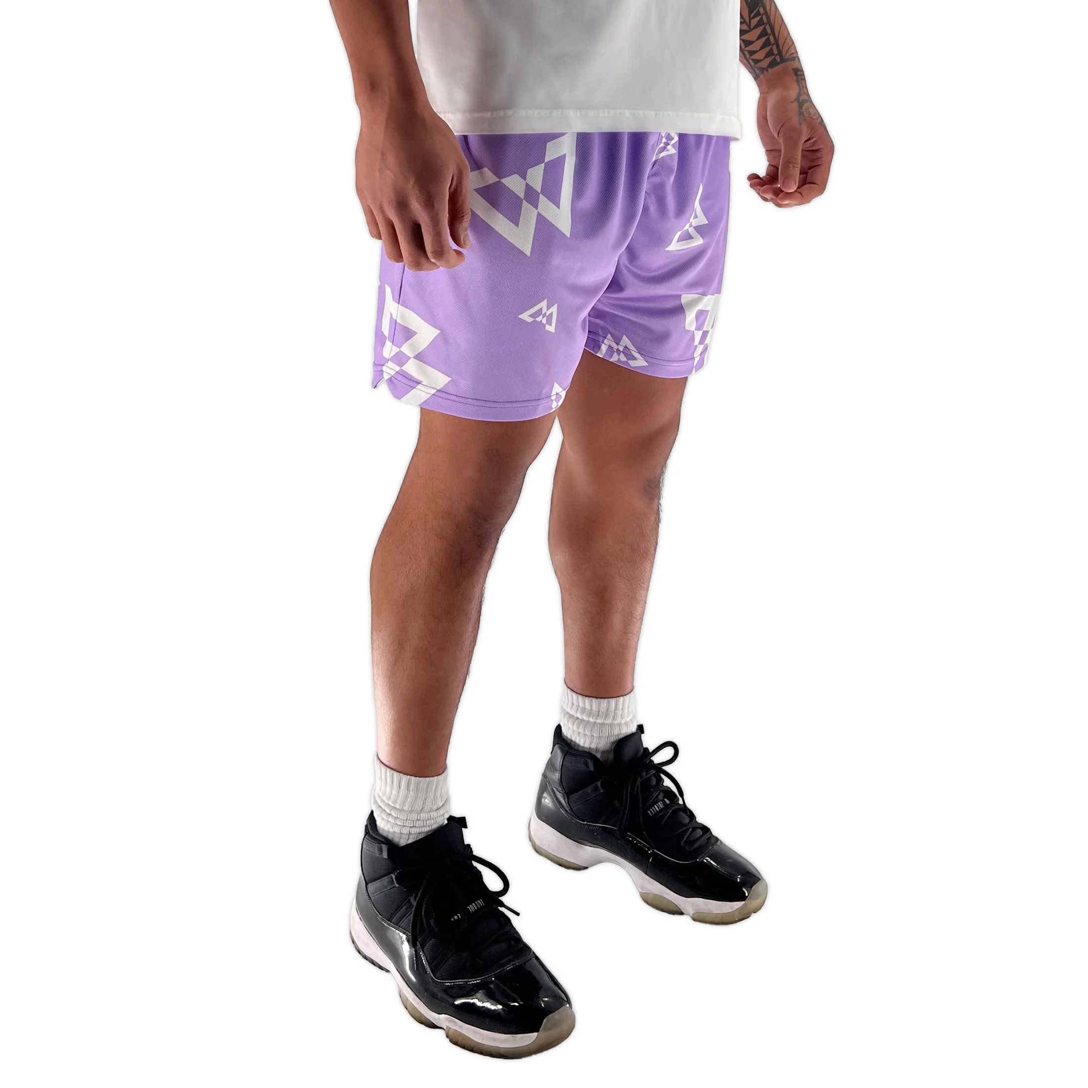 Beastmode Canvas Print Shorts (Violet/White) - Image 6